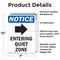 Signmission Entering Quiet Zone Sign With Symbol, 7 in W x Rectangle, Vinyl Decal OS-2PACK-NS-D-710-V-12096 - alternate 2